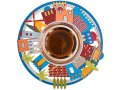 Honey Dish with Glass Bowl, Jerusalem in Lively Colors - Dorit Judaica