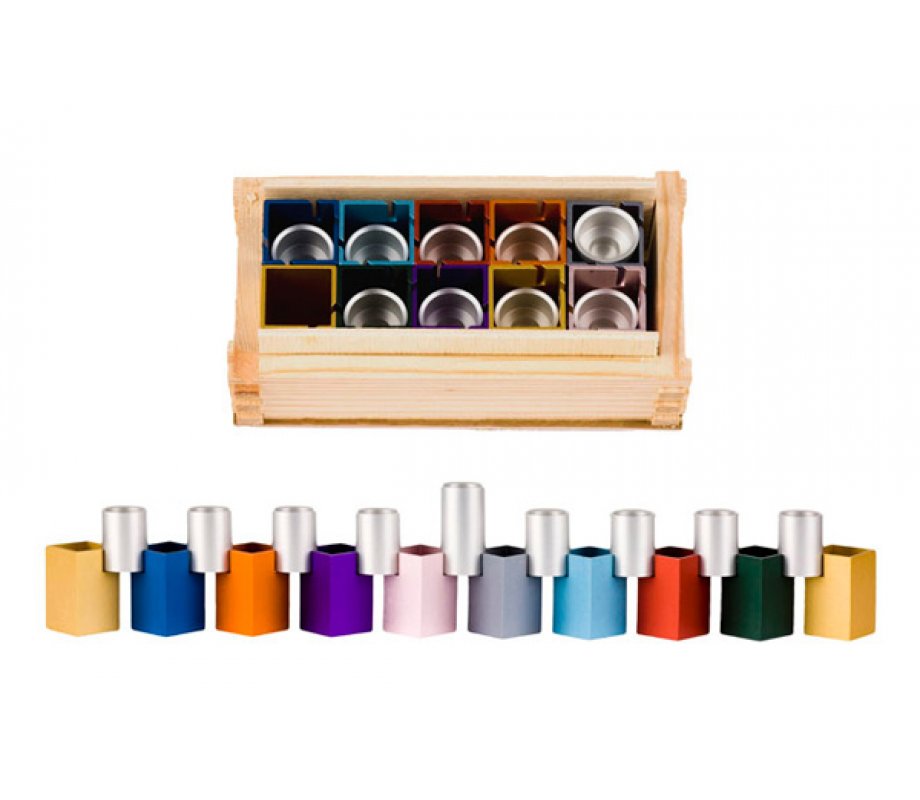 Innovative Compact Combination Menorah, Colorful - Agayof