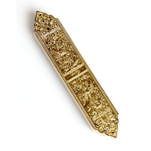 Israel Museum Gold Finish Mezuzah Case - Israel Museum Marrakesh Menorah Design