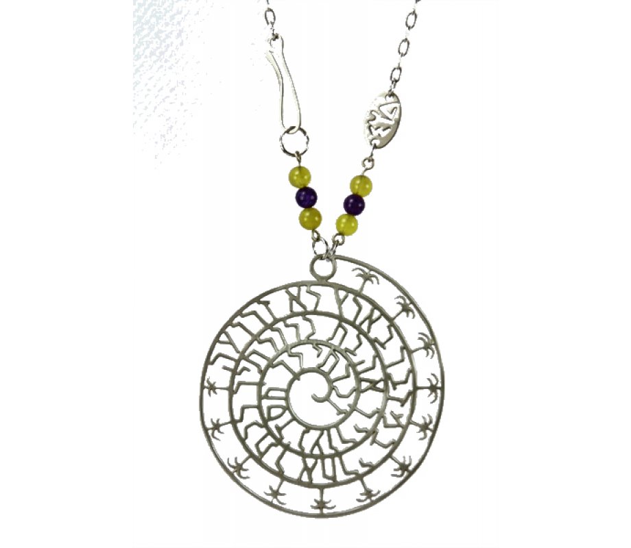 Jeremiah Blessing and Palm Trees Necklace - Nickel Silver by Shraga Landesman