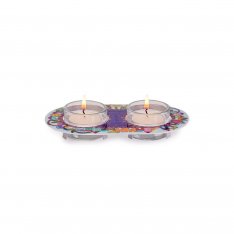 Jerusalem Design Glass and Metal Candle Holders for Tea Lights - Yair Emanuel