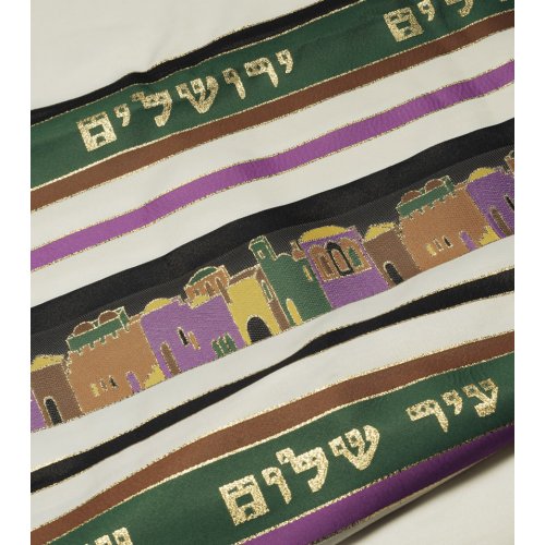 Jerusalem Design Tallit Green Shades by Talitnia