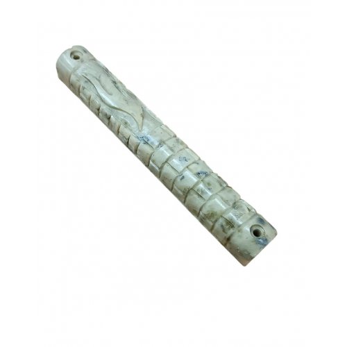 Jerusalem Stone Round Mezuzah Case, Set of Four with Western Wall - 5.9