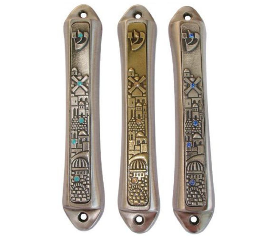 Jerusalem Windmill Design Mezuzah Case