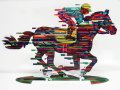 Jockey Free Standing Double Sided Horse and Rider Sculpture - David Gerstein