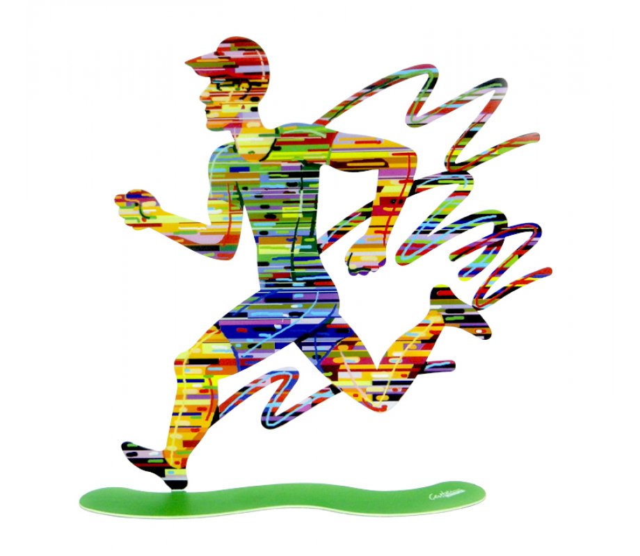 Jogger Man Free Standing Double Sided Runner Sculpture - David Gerstein