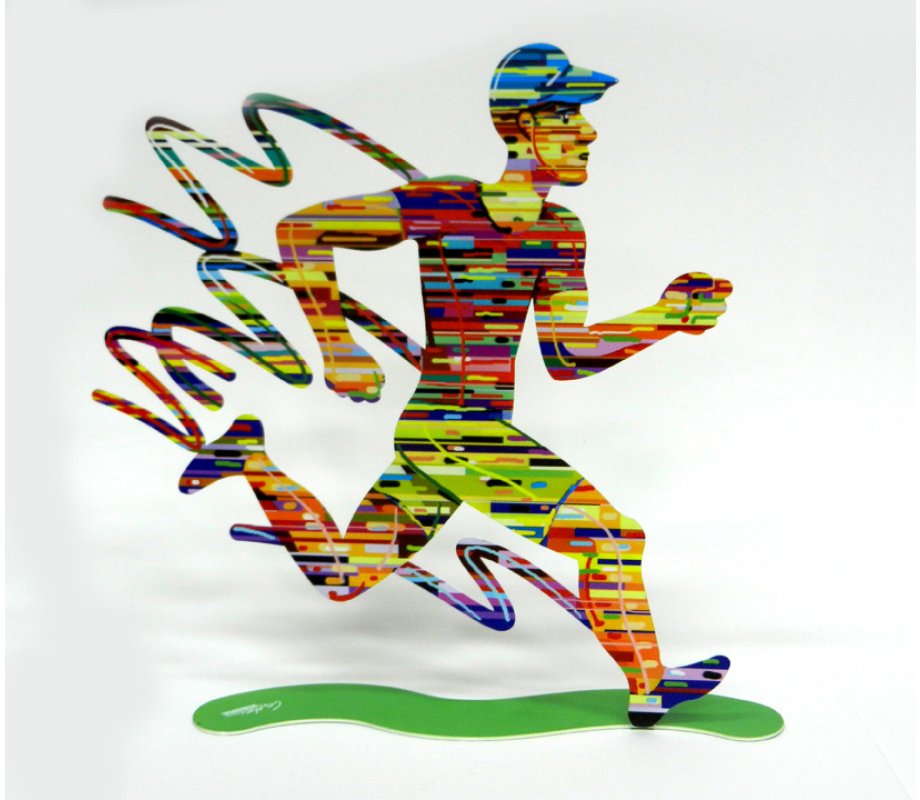 Jogger Man Free Standing Double Sided Runner Sculpture - David Gerstein