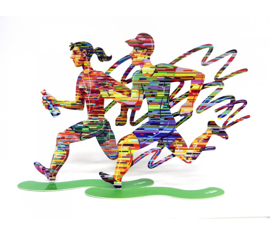 Joggers Free Standing Double Sided Sculpture Set of Runners - David Gerstein