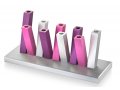 Kinetic Hanukkah Menorah Anodized Aluminum, Purple, Pink and Silver Rods - Adi Sidler