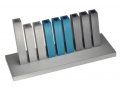 Kinetic Hanukkah Menorah Anodized Aluminum, Turquoise, Gray & Silver Rods - Adi Sidler