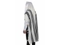 LaMenatzeach Wool Tallit Non Slip Prayer Shawl - Black Stripes