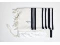 LaMenatzeach Wool Tallit Non Slip Prayer Shawl - Black Stripes