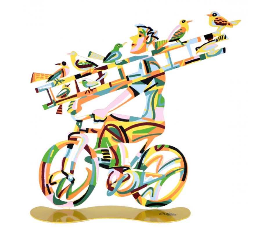 Ladder Man Free Standing Double Sided Bicycle Sculpture - David Gerstein