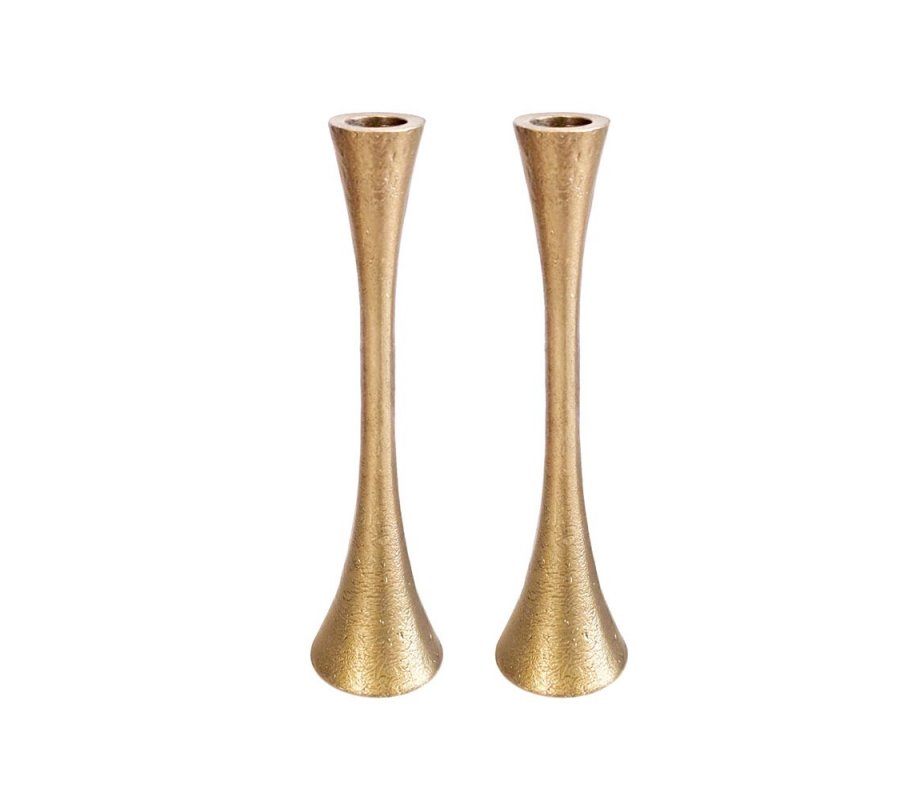 Large Matte Brass Candlesticks - Yair Emanuel