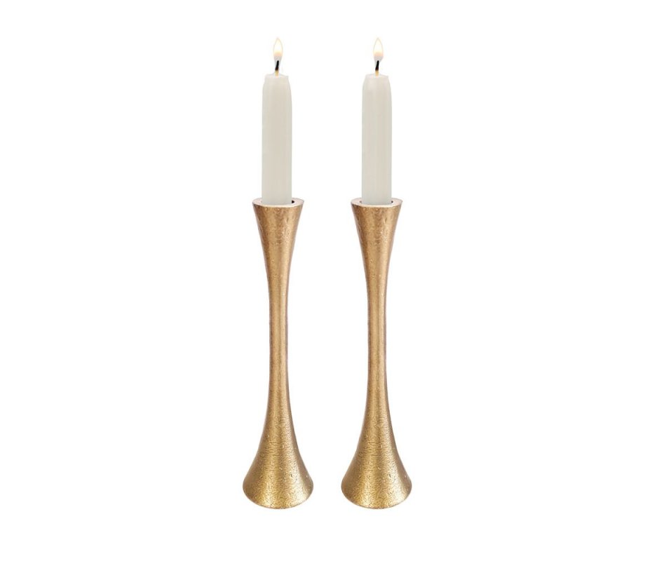 Large Matte Brass Candlesticks - Yair Emanuel