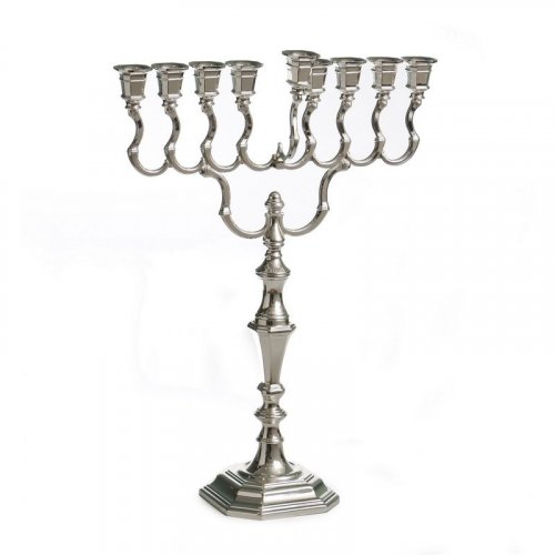 Large Size Hanukkah Menorah, Smooth Finish and Swirling Design - 40 cms Height