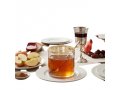 Lucite Rosh Hashanah Honey Dish with Spoon - Gold Stripes