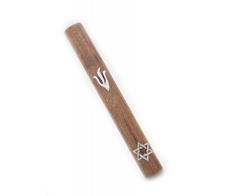 Mahogany Star of David Mezuzah Case