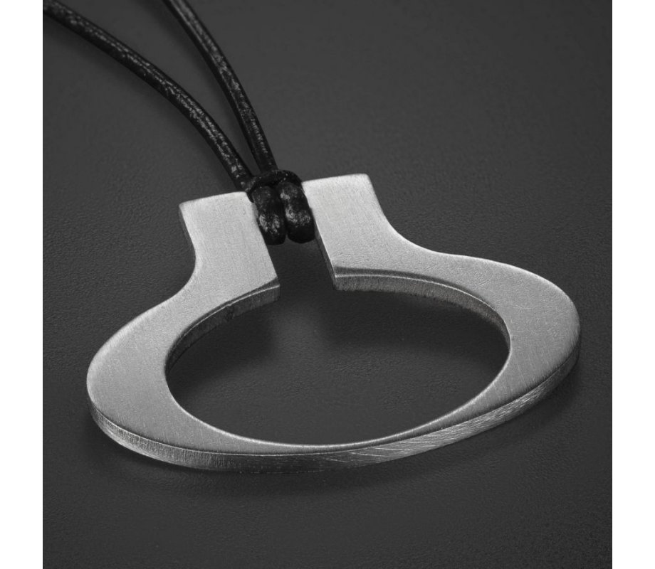 Mans Pendant Necklace Geometric Collection  Ellipse and Black Cord - Adi Sidler,