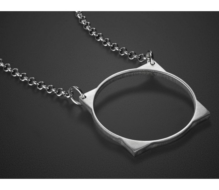 Man's Pendant Necklace Geometric Collection, Circle in Square  Adi Sidler
