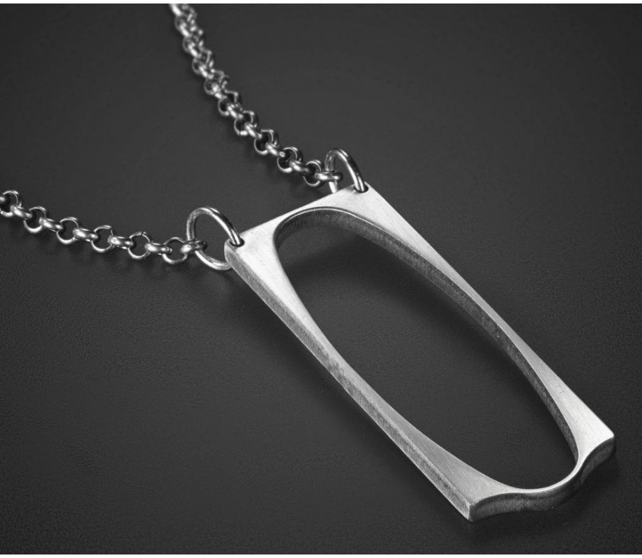 Man's Pendant Necklace Geometric Collection, Oval in Rectangle - Adi Sidler