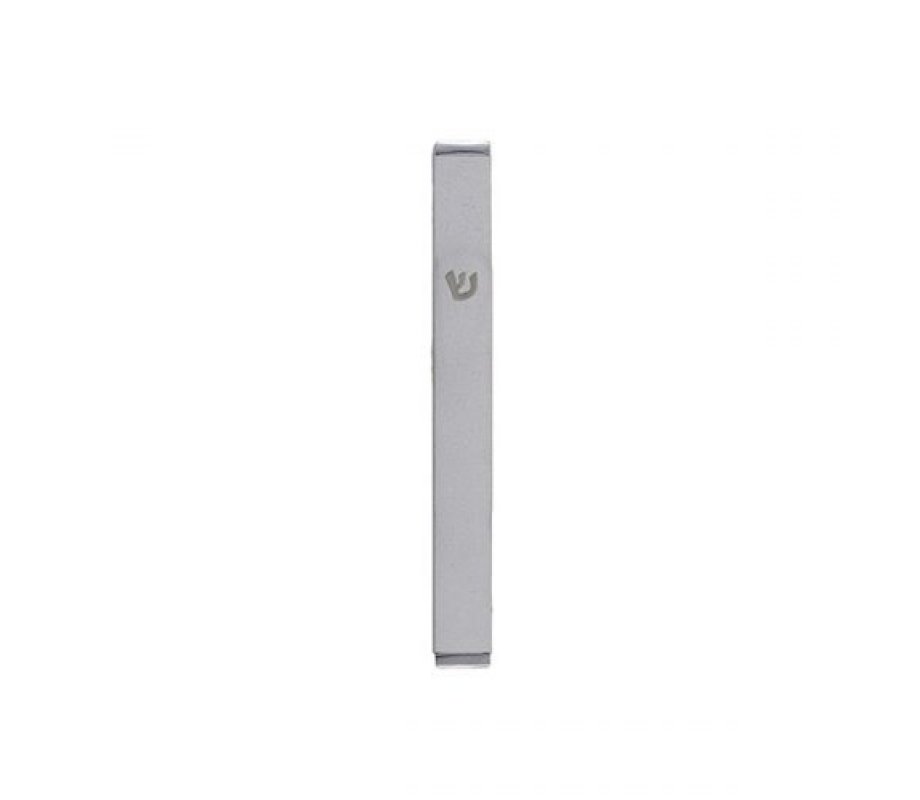 Matte Metal Mezuzah case with Shin Letter, White - Yair Emanuel