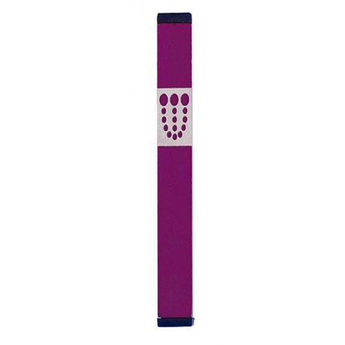 Mezuzah Case with Bubbly Dots Shin, Dark Colors at 4 Inches Height - Agayof