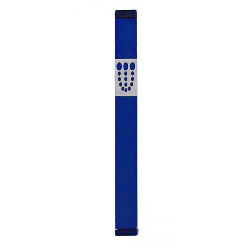 Mezuzah Case with Bubbly Dots Shin, Dark Colors at 6 Inches Height - Agayof