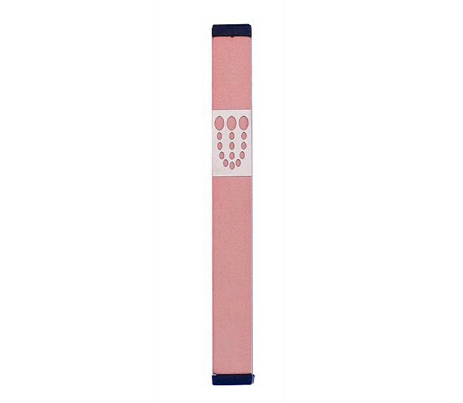 Mezuzah Case with Bubbly Dots Shin, Light Colors at 4 Inches Height - Agayof