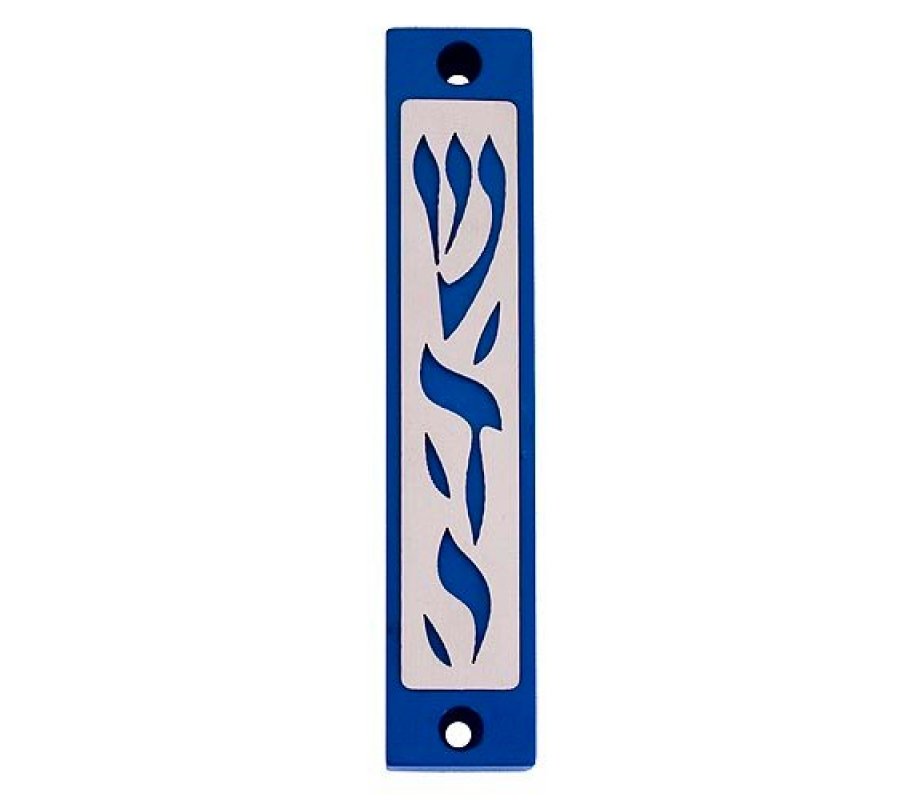 Mezuzah Case with Letters of Divine Name in Dark Colors at 4 Inches Height - Agayof