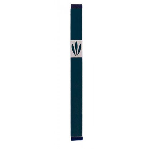 Mezuzah Case with Shin of Three Leaves, Dark Colors at 6 Inches Height - Agayof