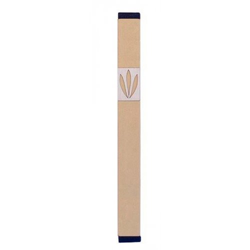 Mezuzah Case with Shin of Three Leaves, Light Colors at 7 Inches Height - Agayof