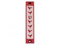 Mezuzah Case with Six Doves and Shin in Dark Colors, 4 Inches Height - Agayof