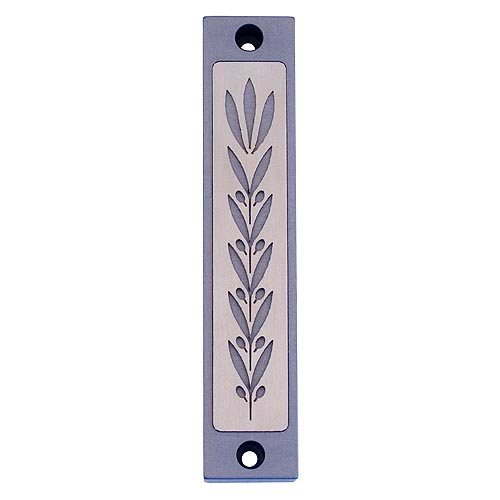 Mezuzah Case with Wheat Image in Light Colors at 4 Inches - Agayof