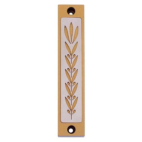 Mezuzah Case with Wheat Image in Light Colors at 4 Inches - Agayof