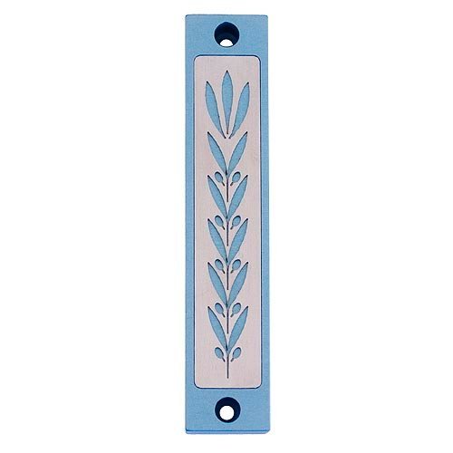 Mezuzah Case with Wheat Image in Light Colors at 4 Inches - Agayof