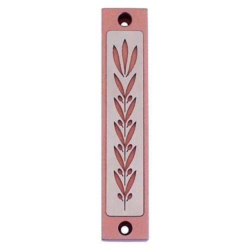 Mezuzah Case with Wheat Image in Light Colors at 4 Inches - Agayof