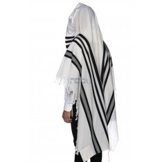 Modim Classic Wool Tallit - Black Stripes