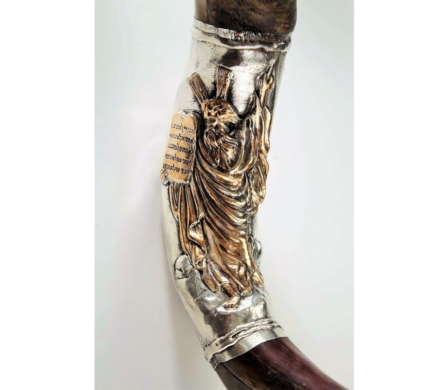 Moses and the 10 Commandments Silver Yemenite Shofar