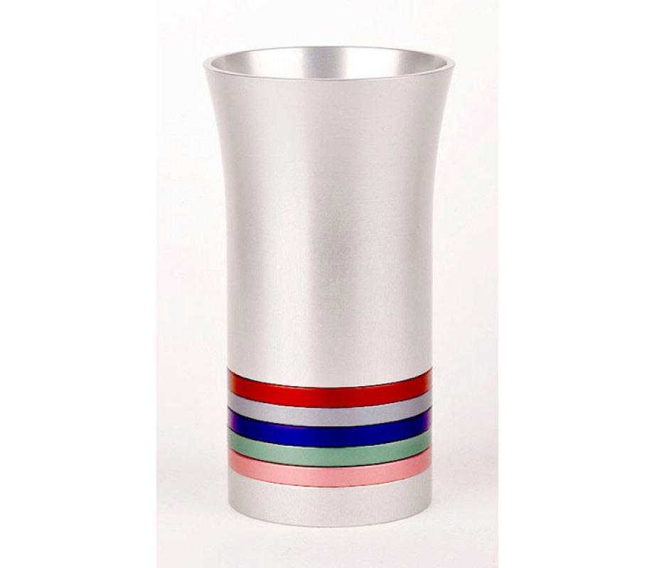 Multi Colored Stripes Anodized Aluminium Kiddush Cup by Agayof
