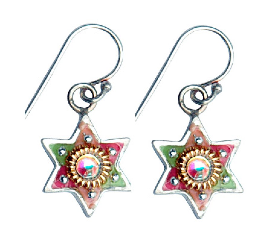 Multicolor Star of David Earrings - Shahaf