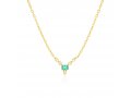 Necklace with Green and White Zircons Pendant  Choose Plated Yellow or Rose Gold