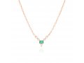 Necklace with Green and White Zircons Pendant  Choose Plated Yellow or Rose Gold