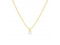 Necklace with Green and White Zircons Pendant  Choose Plated Yellow or Rose Gold