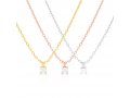 Necklace with Green and White Zircons Pendant  Choose Plated Yellow or Rose Gold