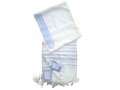 Non Slip Lightweight Acrylic Tallit Prayer Shawl with Silver and Light Blue Stripes