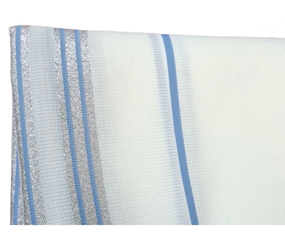 Non Slip Lightweight Acrylic Tallit Prayer Shawl with Silver and Light Blue Stripes