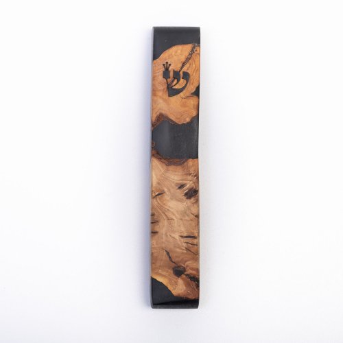 Olive Wood and Epoxy Mezuzah Case - Black