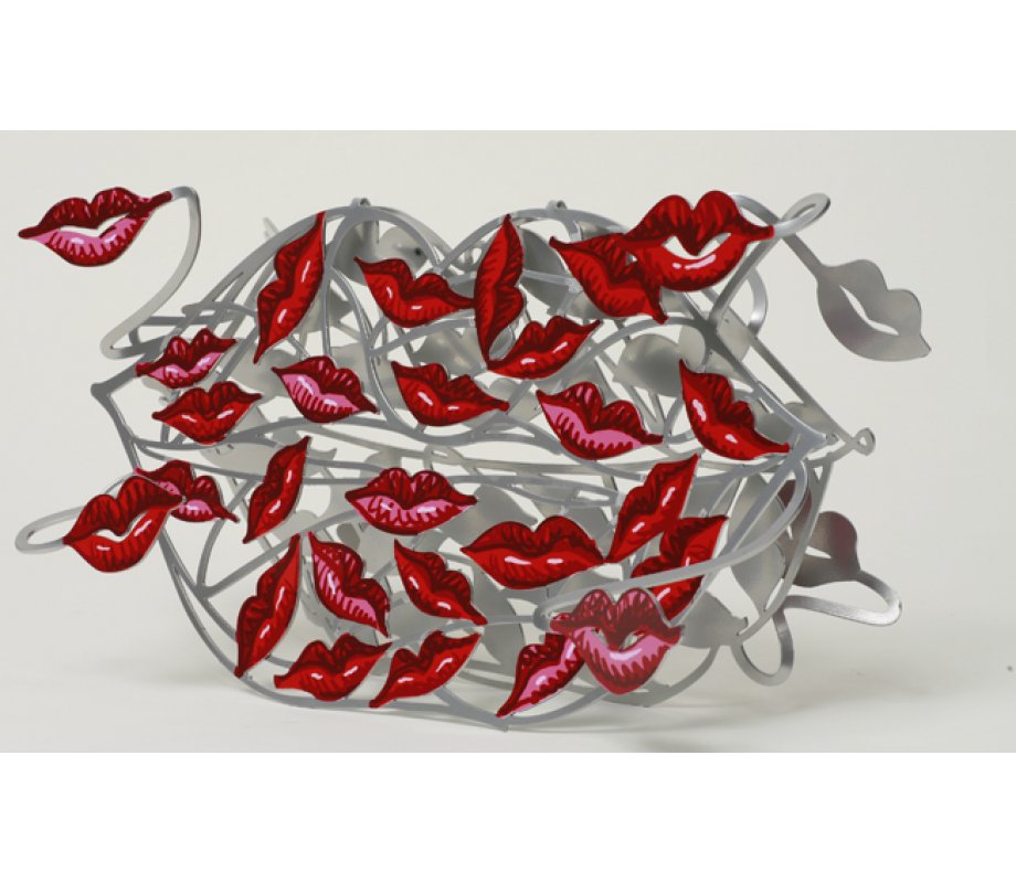 One Hundred Kisses Free Standing Double Sided Lips Sculpture - David Gerstein