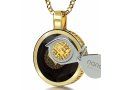 Onyx Round Gold Plate I Love You Pendant - Nano